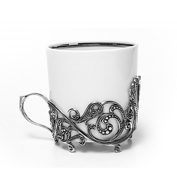 Серебряная кофейная чашка Витая с чернением
