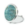 Зеркало круглое из камня голубой апатит цвет сереброФото 27879-03.jpg