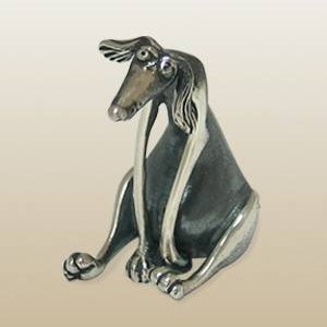 Серебряная статуэтка (фигурка) Собачка мечтает